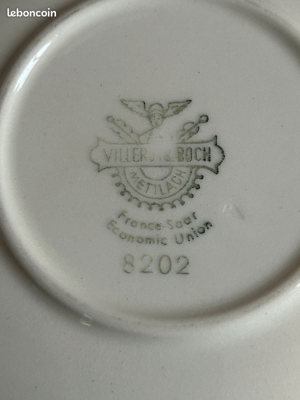 Pot couvert sucrier et presentoir Villeroy Boch Mettlach Sarre vichy peint main 8202 (image 2)