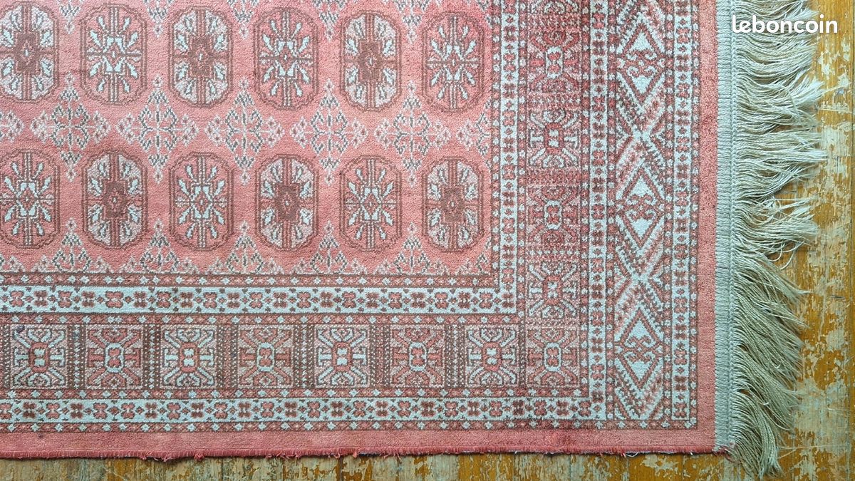 Tapis turkmène Ersari Bokhara vintage fait main Laine soyeuse brillante 123 cm x 69 cm (image 5)