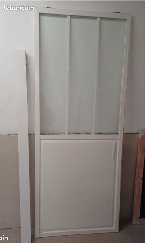 Porte vitrée coulissante blanche l.83 cm (image 2)