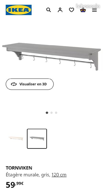 Étagère Ikea gris 1.20m (image 1)