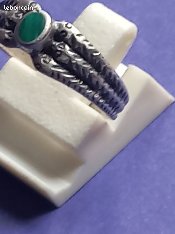 Jolie bague " Serpent " en argent / malachite (image 4)