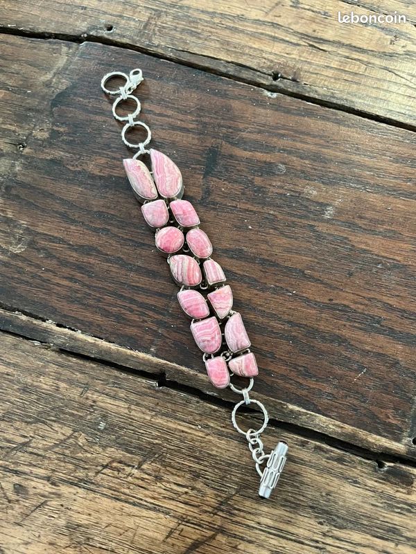 Magnifique bracelet argent et rhodochrosites (image 2)