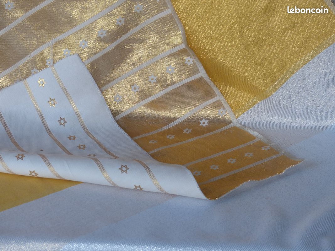 Tissu Vintage Blanc Doré Mou - 3 Mètres X 1,45 Mètre, Grande Longueur, Occasion Propre