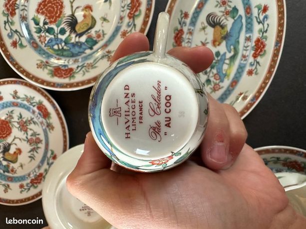 Plat à Fromage HAVILAND Limoges 'AU COQ' – Porcelaine Dorée, Vintage 1920-49 – Très Bon état
