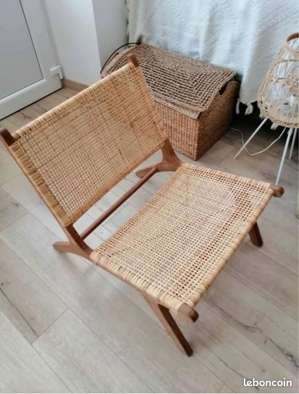 Fauteuil en teck et rotin (image 1)