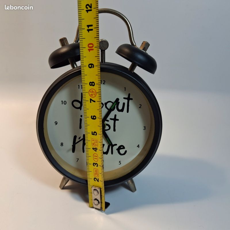 Réveil Néo-Rétro "Debout il est l'heure" | Trompe-l'œil 50s Quartz | TBE (image 4)
