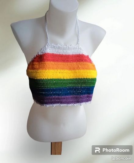 🌈 Crop top Rainbow – Fait au crochet 🌈 (image 4)