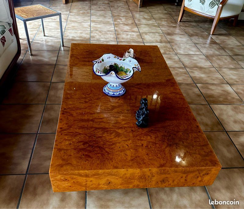 Table basse bois de loupe Jean Claude Mahey Roche Bobois (image 2)