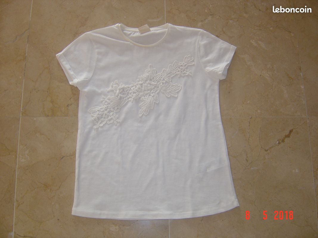 T-shirt à dentelle crème taille 11-12 ans -danayel (image 1)