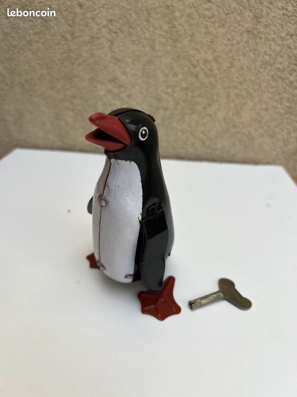 Jouet Ancien En Tôle Pingouin Violoncelliste - Clic-Clac Clicker Japan - 1950