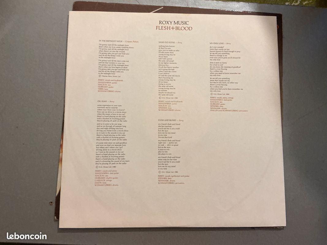 Vinyle Roxy Music – Flesh + Blood (1980) 🎧 (image 3)