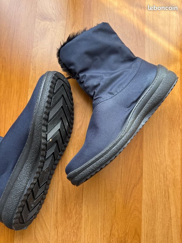 Bottes neige Sanitex fourrees femme bleu marine semelle antiderapante hiver chaud (image 7)