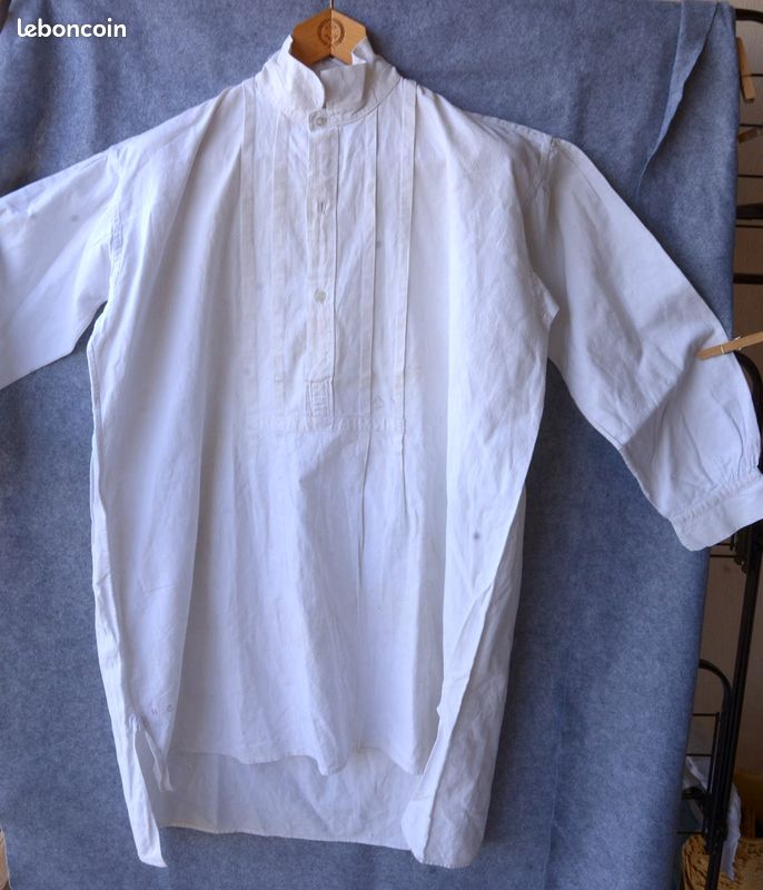 Chemise Col Officier Chemise Blanche Epaisse Homme Chemise D'homme