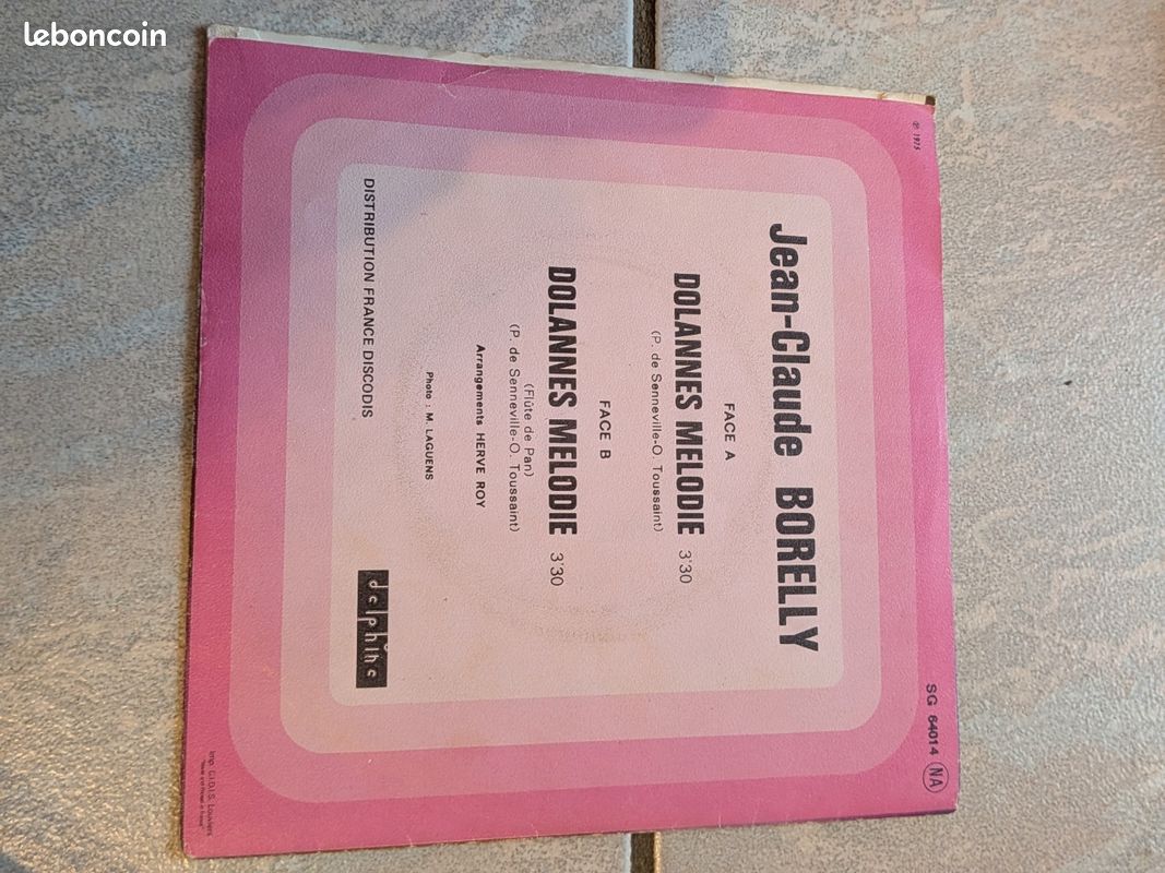Vinyle 45T Jean-Claude Borelly – Dolannes Melodie (1975) (image 3)