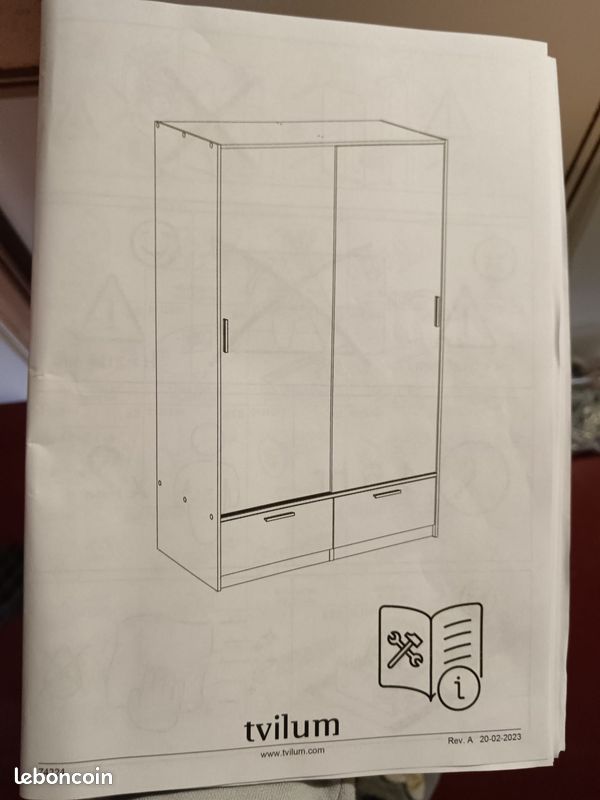 Armoire 2 portes coulissantes 2 tiroirs (image 2)