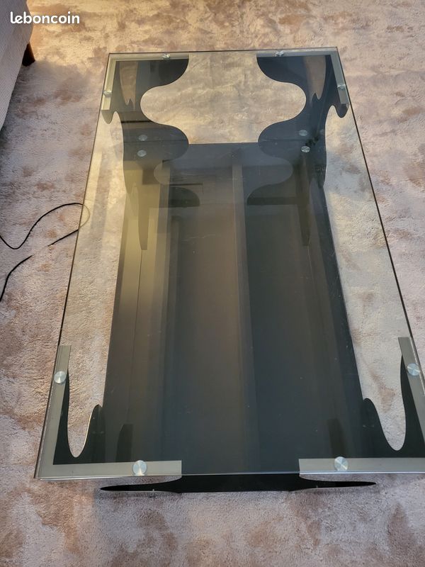 Tres belle table basse design verre et inox (image 2)
