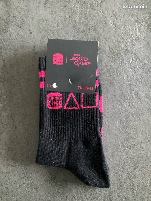 Chaussettes Collector Squid Game X Burger King X Netflix - Taille 39-43 - Neuf Avec étiquette