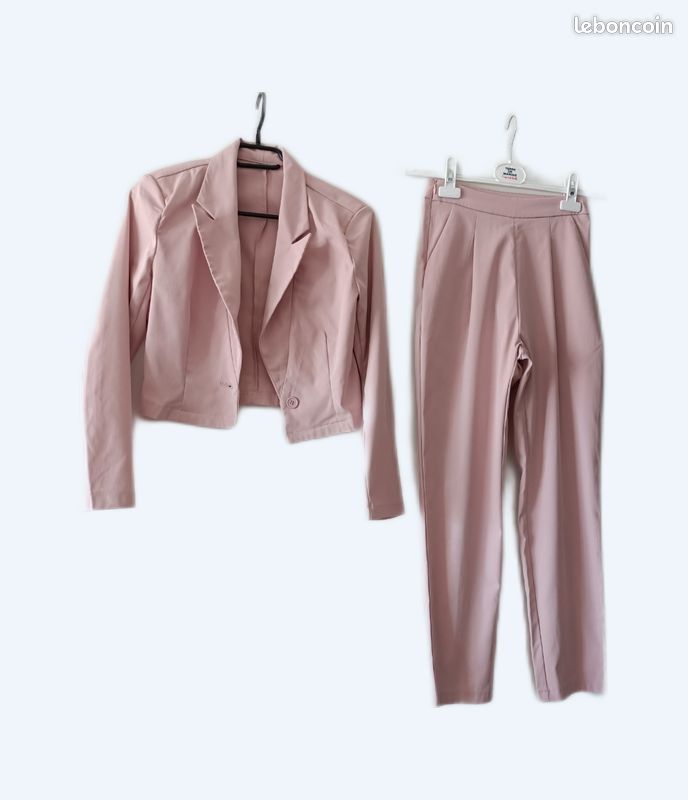 Veste Blazer Beige Rosé Shein Taille 38 - Mi-longue, Polyester, Mi-saison, Occasion Très Bon état