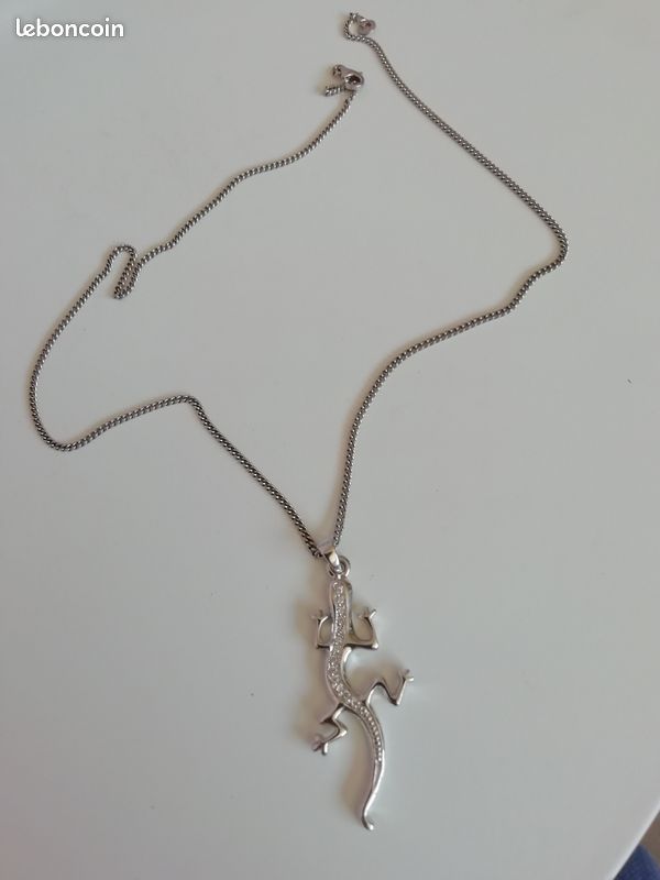 Pendentif Salamandre argent rhodié et Oxyde avec chaîne (image 2)