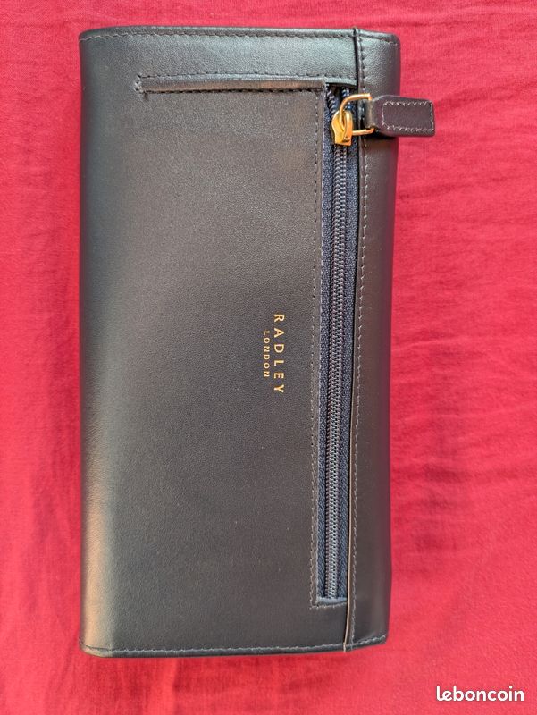 Portefeuille Radley London – Cuir Noir, Motif écossais Et Chien, Flapover – Neuf Avec étiquettes