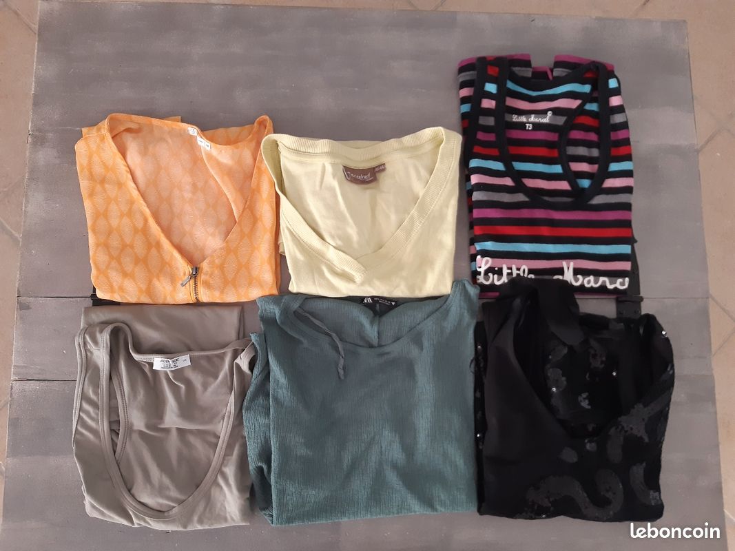 Lot vêtement été femme taille 2/3 et L Débardeur hauts manches courtes (image 1)