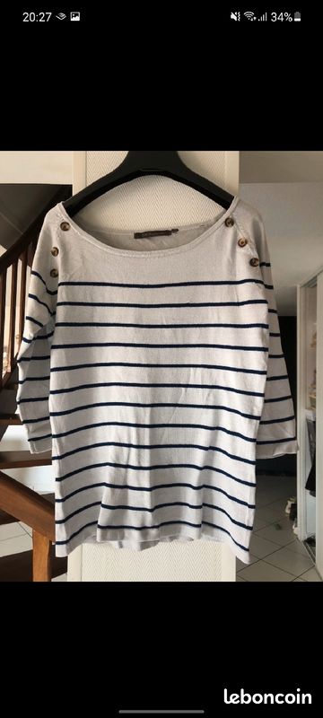 Pull marinière manches 3/4 (image 2)
