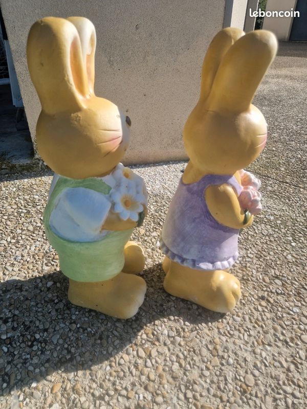 Lapins décoratifs au curry en polyrésine, lot de 2