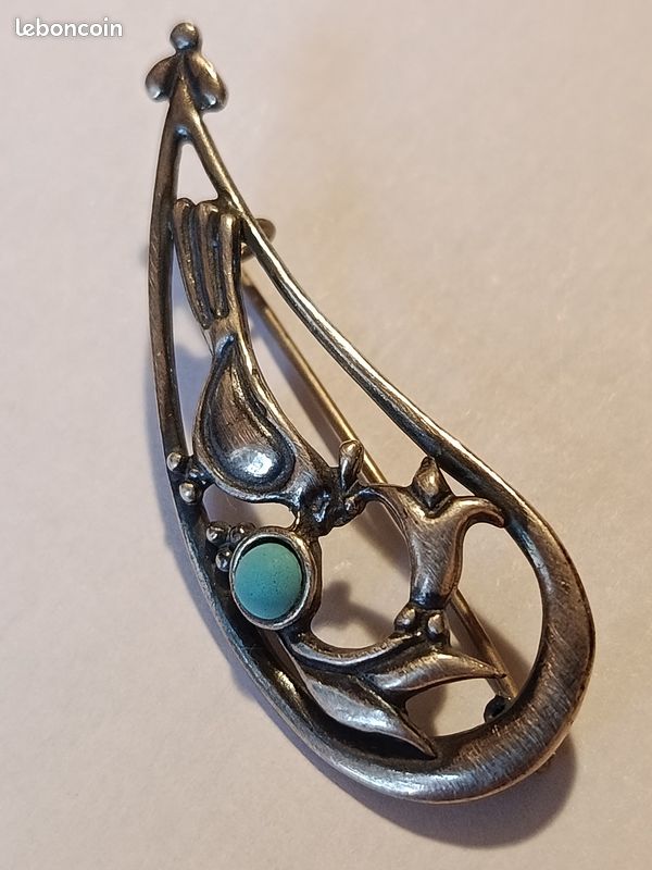 Broche Ancienne Art Déco En Argent Massif 925 - Bijou Vintage Occasion, Très Belle Pièce