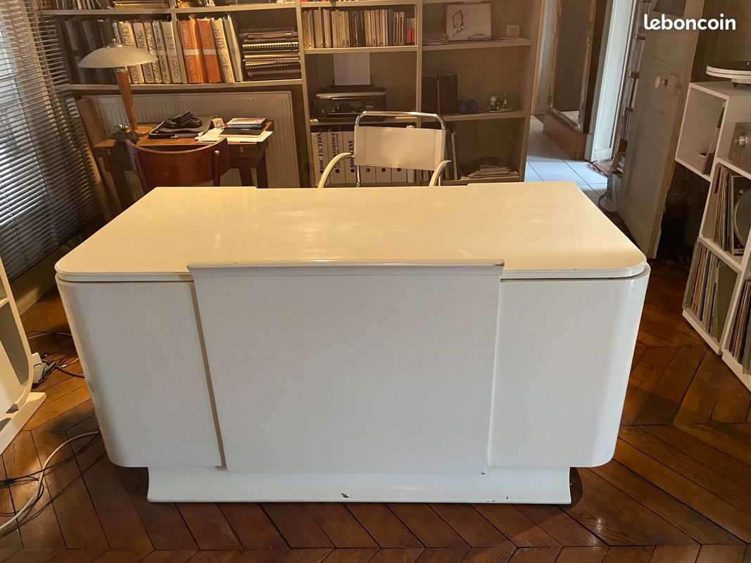 Beau bureau art déco laqué blanc (image 2)