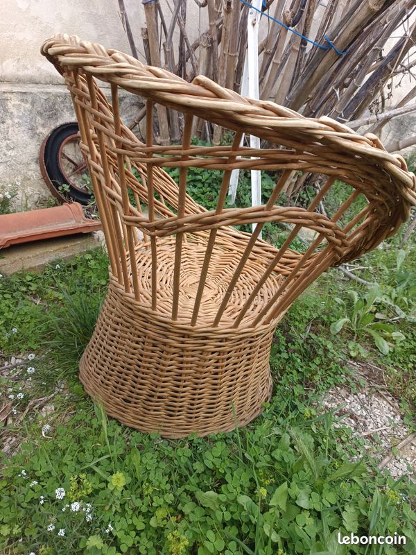 Grand Fauteuil en rotin vintage (image 2)