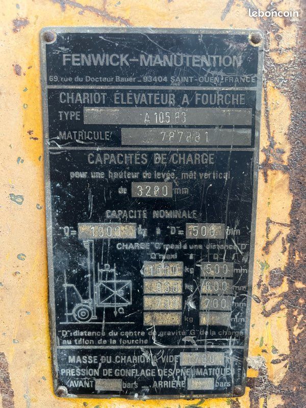 FENWICK CHARIOT ÉLÉVATEUR A FOURCHE TYPE A 105 83 Électrique (image 3)