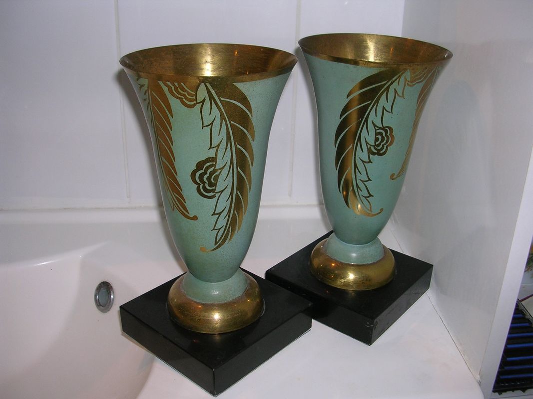 Paire de vase dinanderie art deco - Antiquités