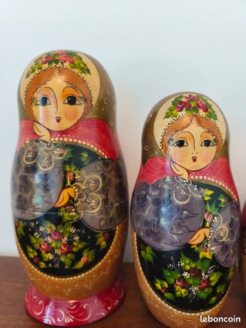Matriochka Russe Peinte à La Main - Poupées Gigognes Uniques Avec Crêpes Gourich - Artisanat Russe