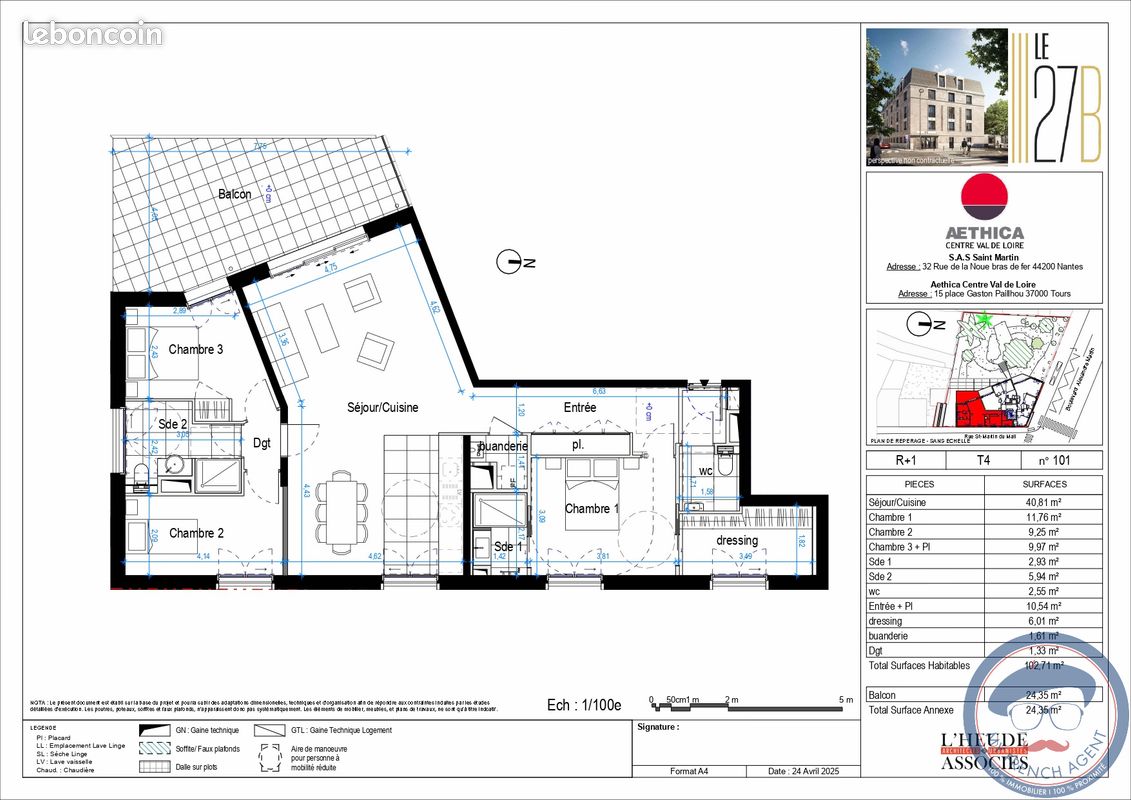 Appartement 5 pièces 103 m² · à Orléans · 103 m² · 569 900 €
