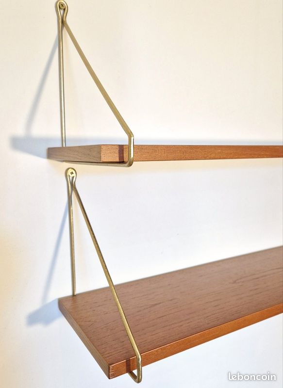 Paire d'étagères en teck, Vintage Scandinave 1960s (image 4)