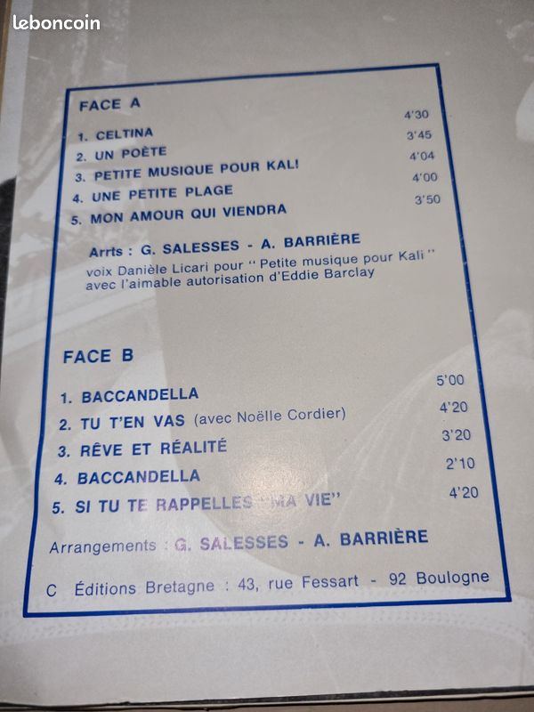Disque vinyle Alain Barrière (image 3)