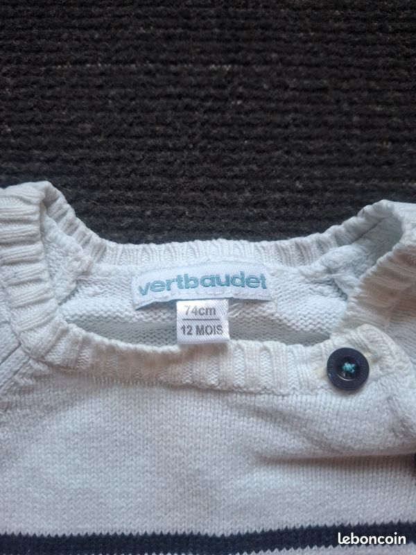 Pull marinière mixte vert baudet 12 mois 1 an (image 2)