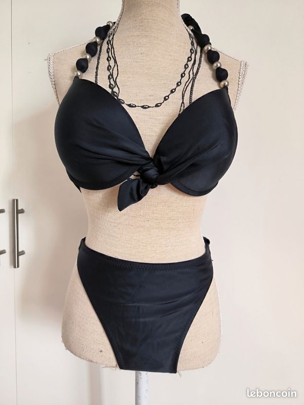 Très beau maillot de bain noir à perles inoo taille 38 neuf