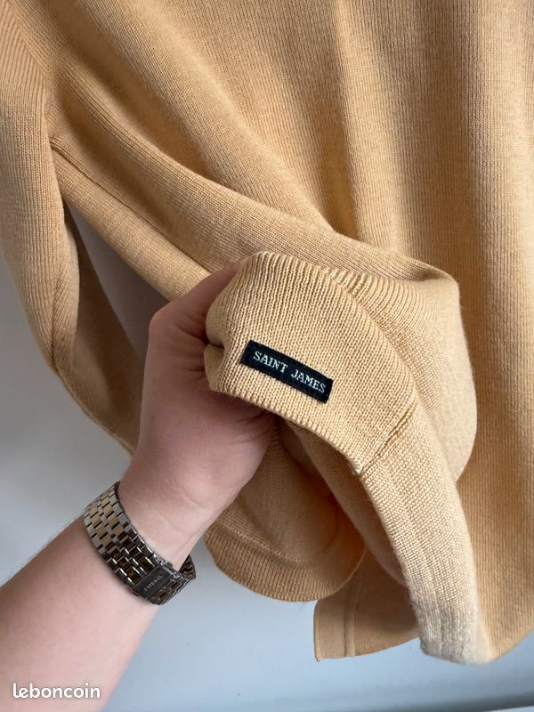 Pull Gilet Maille Saint James Jaune - Taille 5/XL 44-46 - Laine 100% - Vintage - Occasion Très Bon état