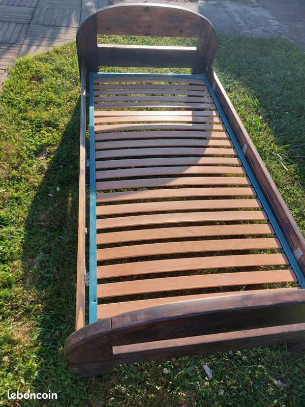 Lit pin massif et sommier (image 2)