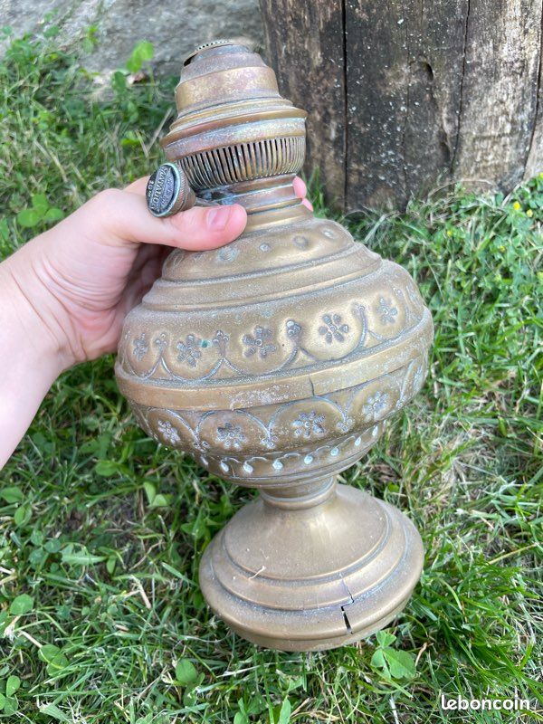 Lampe à Pétrole Ancienne Matador 15 - Abat-jour Verre, Brûleur Complet - Fonctionnelle, état Original