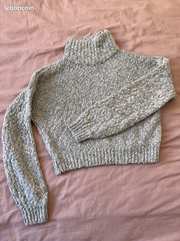 Pull court gris chiné hollister XS (image 1)