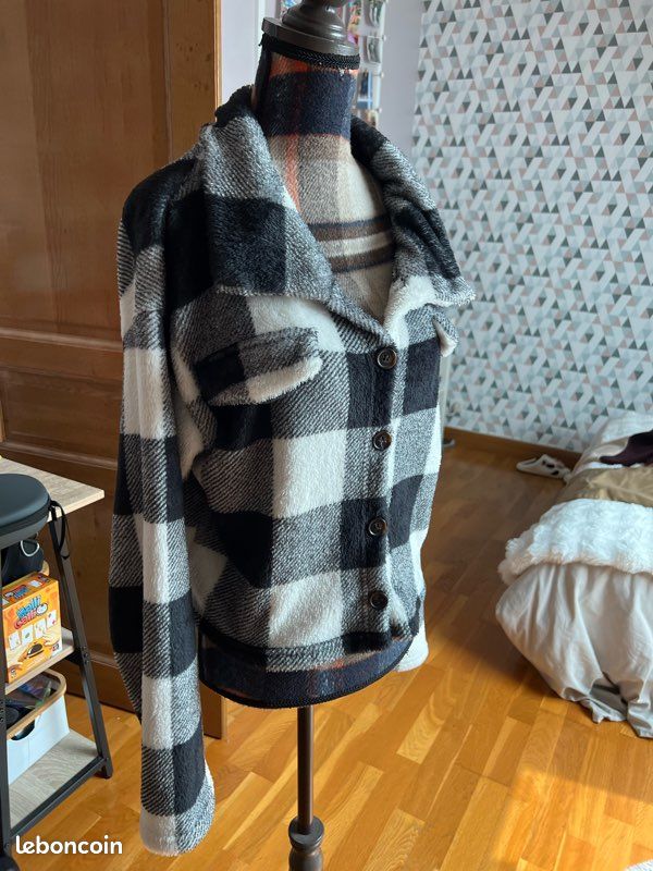 Veste chemise noir et blanc femme Shein Vêtements