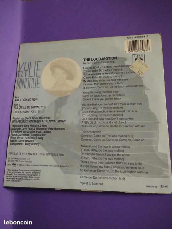 Disque vinyle 45 Tours Kylie Minogue "The Locomotion" (image 2)
