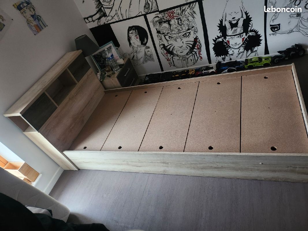 Lit 1 personne + table de chevet + bureau (image 1)