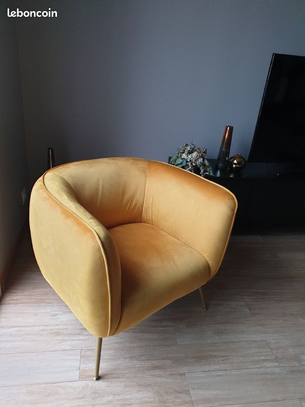 Fauteuil moutarde NEUF (image 1)