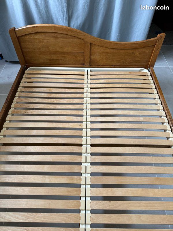 Ensemble lit en bois + sommier + table de chevet (image 3)