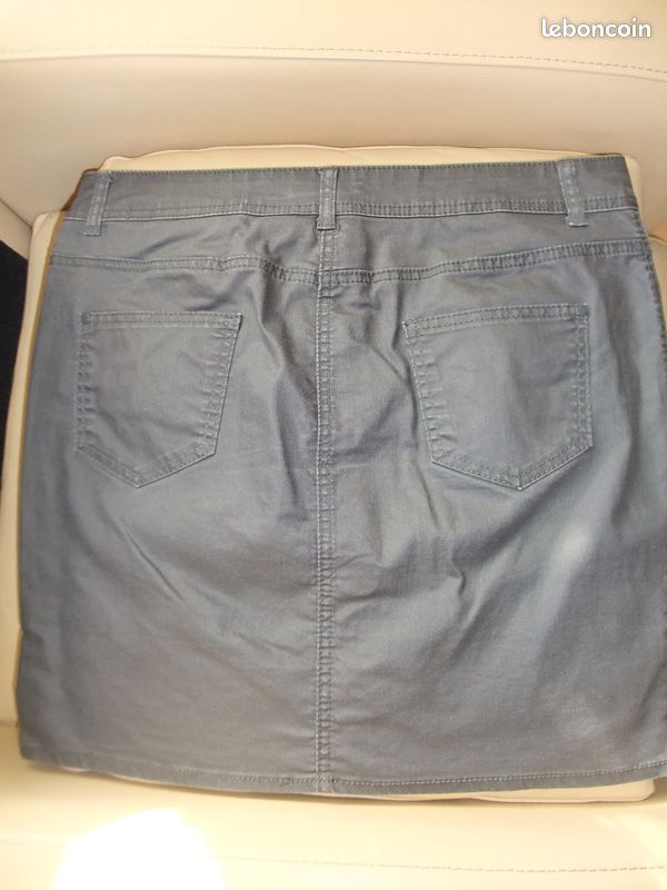 Jupe courte aspect simili cuir gris anthracite 42/44 - Main Image