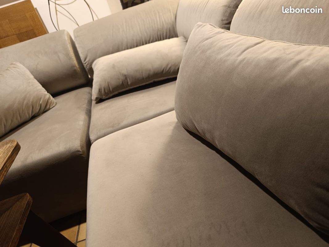 Canapé Velour Gris (image 3)