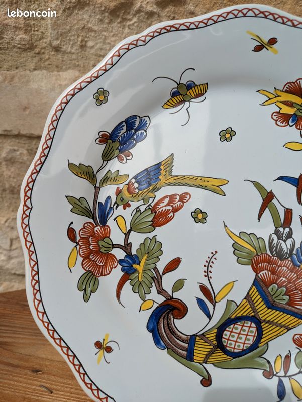 Très belle ancienne assiette décor Rouen fait main Geo Martel (image 3)